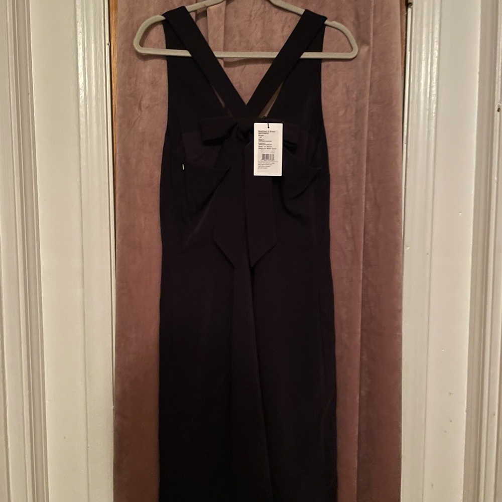 Black V-Neck Sleeveless Backless Bowknot Dress A Line Fit and Flare Flowy - Picture 7 of 11